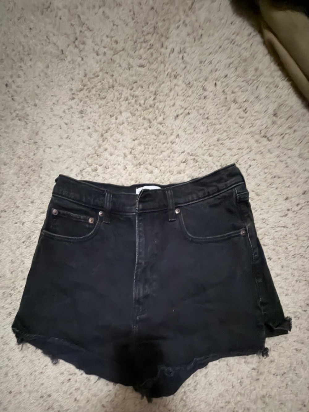 Abercrombie & Fitch High Rise Black Denim Cutoff Shorts Size 10 Distressed - Picture 2 of 4